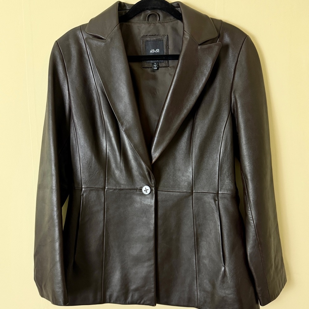 Leather Chocolate Brown Blazer Jacket
